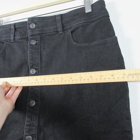 Madewell Denim Button-Front Midi Skirt Womens 29 Black Cotton New Stretch 522 - Picture 8 of 10